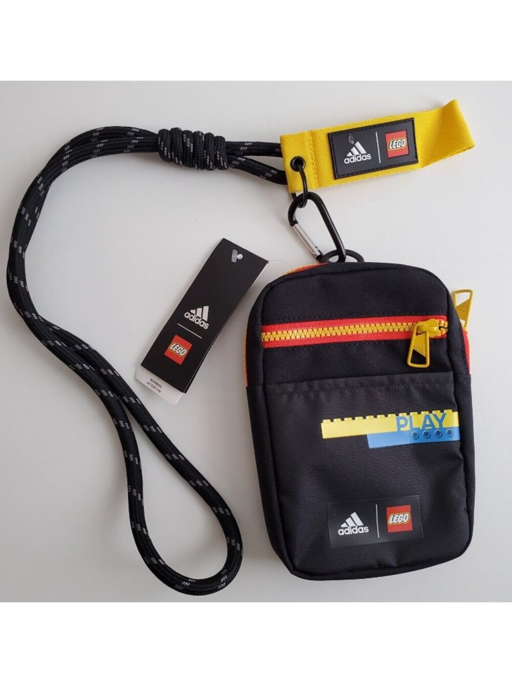 Adidas X Lego Small Play Pouch Bag Black Red Made of Recycled Materials 7.5" NEW